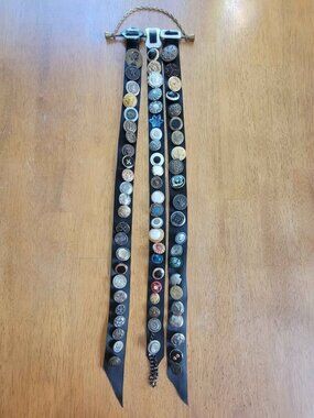 Vintage Button Charm String Or Button Ladder, A Popular Collectible Display For